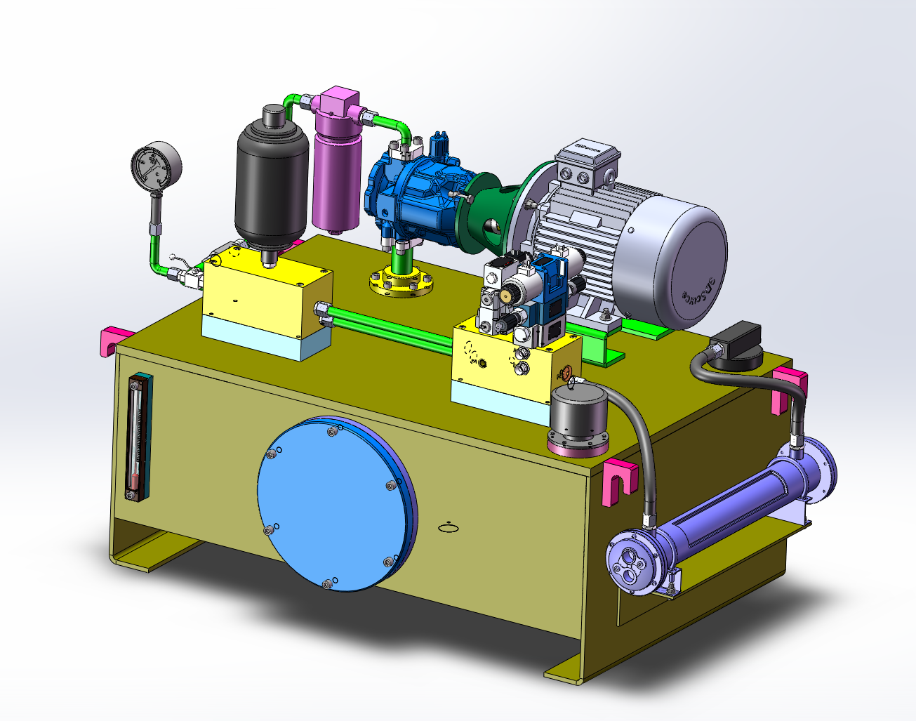 雙作用缸液壓動力站設(shè)計 基于SolidWorks的三維建模與系統(tǒng)實現(xiàn)